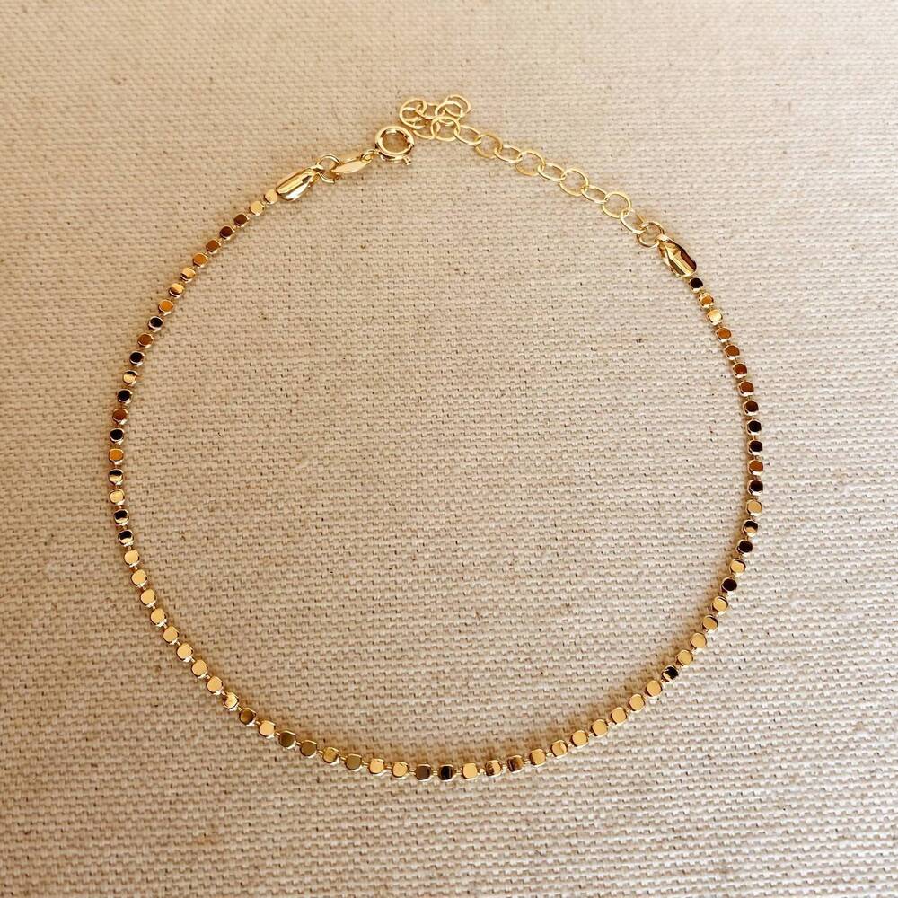 NEW GOLDFI women's flat ball chain anklet in gold